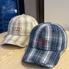 Retro Plaid Baseball Hat for Women Four Seasons Sunshade Breathable Spring and Autumn Casual Face Showing Small Duck Tongue Hat Trendy