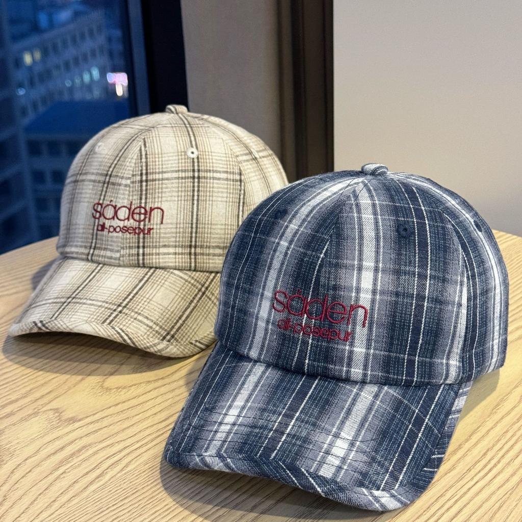 Retro Plaid Baseball Hat for Women Four Seasons Sunshade Breathable Spring and Autumn Casual Face Showing Small Duck Tongue Hat Trendy