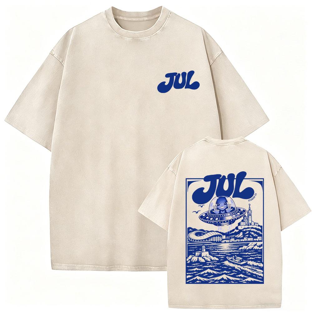 Washed Vintage Rapper Jul Graphic T Shirt Men's Women Clothing Fashion Hip Hop T-shirt Mens Casual Cotton Short Sleeve T-shirts