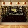 Black Gold Graduation Backdrop, Sparkling Glitter Backdrop for Party, Garden Party Decor, Photo Booth Background