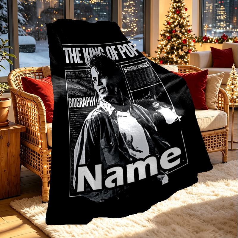Custom Name Personalized Michael Jackson Print Blanket, Home Decor, Bedroom, Sofa, Camping, Couch, Gifts for Birthday Christmas