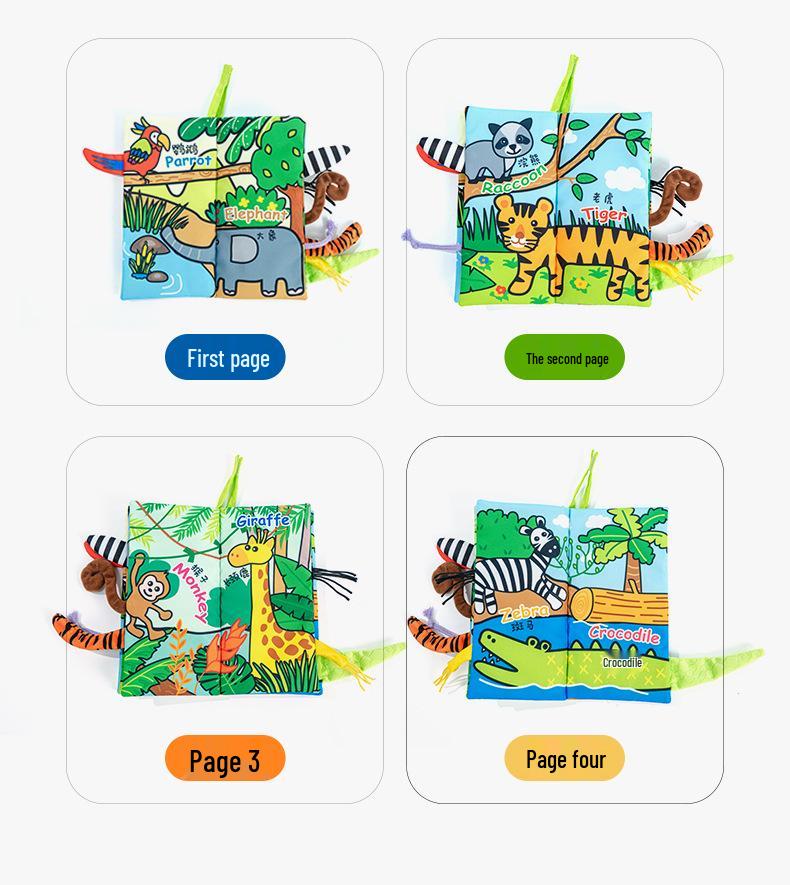 Jollybaby Animal Tail Peek-a-Boo Cloth Book - Baby Toy for Early Education (0-3 Years)