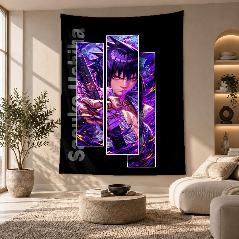 Decorative Tapestry,Sasuke Uchiha Printed Wall Art, Lightweight Wall Hanging For Bedroom Background