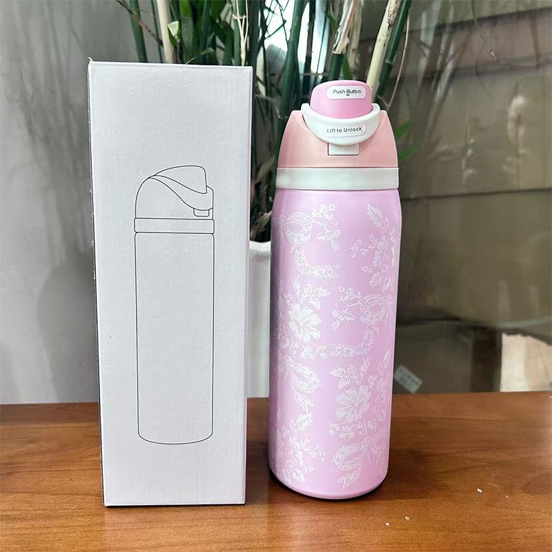 Borraccia in Acciaio Inossidabile 32oz Borraccia Termica Sottovuoto con Cannuccia e Tappo Ermetico Borracce Termiche Portatili da Mano