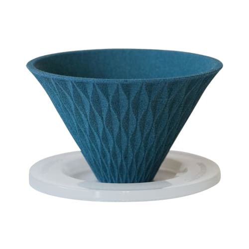 COFIL Flow Wave Ceramic Coffee Filter with Dripper Base, Peacock Green, Made In Japan, 13904301