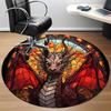 1pc Stained Glass Dragon Office Round Area Rug, Under Office Chairs Bedroom Living Room Home Decor, Room Deco, Available in Various Sizes