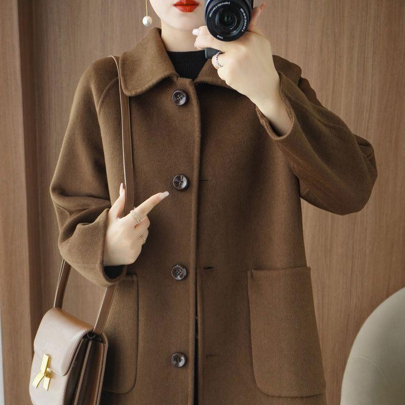 Double-sided Woolen Coat Womens Woolen Coat Medium and Long