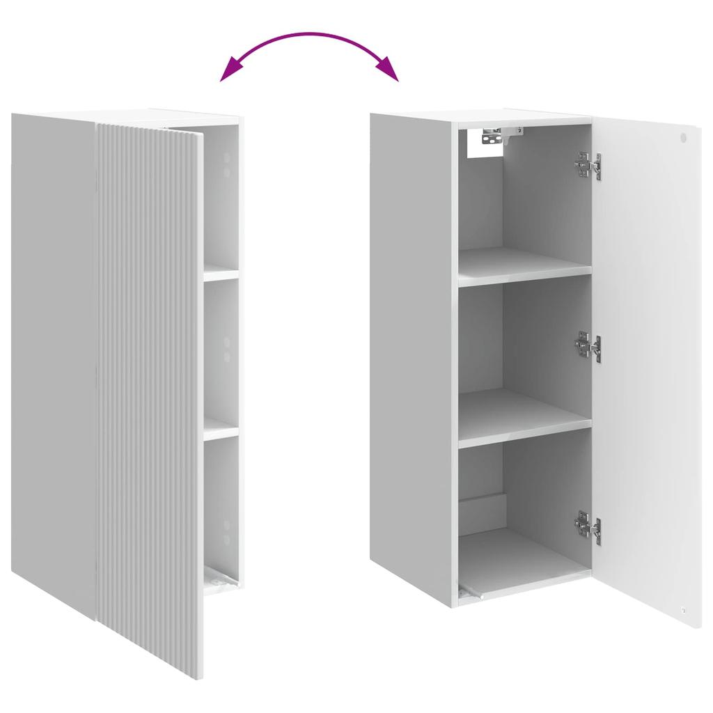 Wall Mounted Cabinet High Gloss White 33 x 34.5 x 90 cm Particleboard