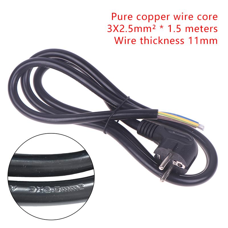 1 Stk. 16A Europäischer Standard Offenes Ende Halbfertiges Kabel 3-polig 0,75/0,5/1,0/1,5/2,5 Kupfer Stromkabel 1,5/1,8M EU-Stecker Stromkabel