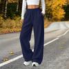 Pantalon de survêtement large taille haute de couleur pour femme, Pantalon décontracté à jambe droite