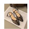 Fashion French Retro Pointed Toe Hollow Out Middle Heel Baotou Fashion Sandalias De Mujer Casual Roman High Heels Luxury Women Shoes