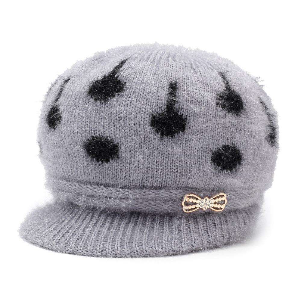 

Women Thickened Knitted Beanie Hat Breathable with Brim Warm Knitted Hat Winter Woolen Hat For Ladies сірий
