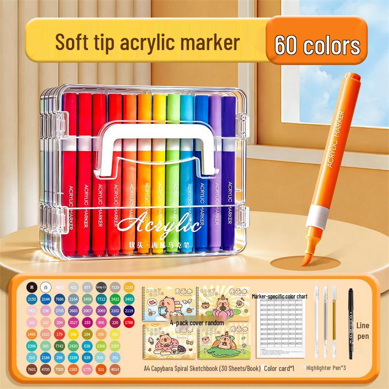 Opaque Multi-Color Acrylic Markers with Soft Tip, Waterproof for Students & Kids' Art, Kindergarten, Graffiti