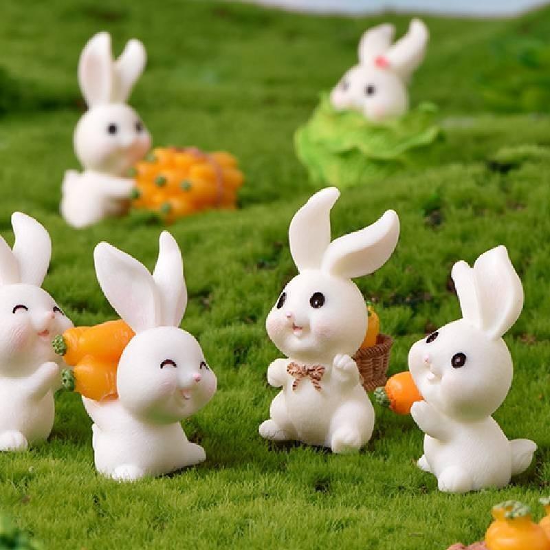 Lovely Carrot Rabbit House Mini Garden Ornament Craft Resin Figurine