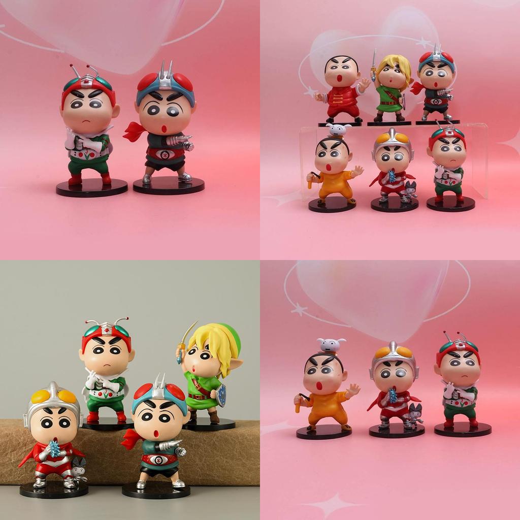 Adorable Crayon Shin Chan Figure Collection Featuring Six Unique Character Designs