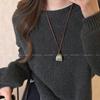 Korean Velvet Cord Tiger Eye Stone Pendant Necklace for Women – High-End Niche Design, Perfect for Autumn and Winter Sweaters.