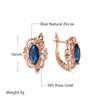 New  Rose Gold Stud Earrings For Women Blue Rhombus Natural Zircon Ethnic Flower Earrings Vintage Wedding Jewelry