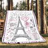 1pc Eiffel Tower, Paris Love Print Outdoor Blanket, Lightweight Polyester,