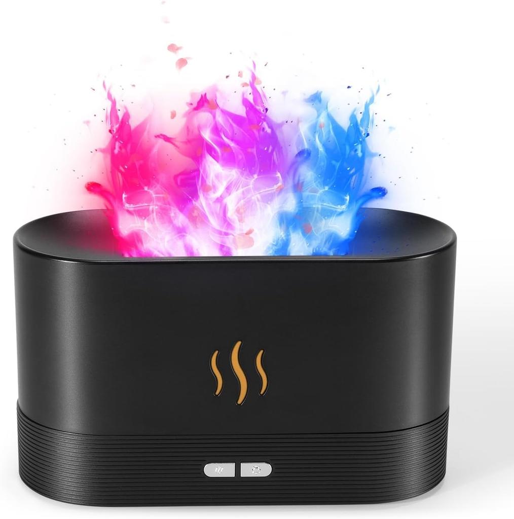 Aroma Diffuser Air Humidifier Ultrasonic Cold Mist Atomizer Led Essential Oil Simulation Seven Color Flame Lamp Diffuser Bedroom