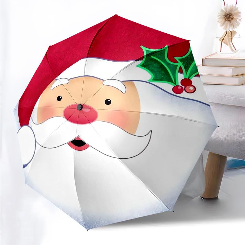 

Santa Claus Deer Themed Folding Umbrella Fashion Auto-Open 8 Iron Ribs Plastic Handle Foldable Sunshade Perfect Christmas Gifts
