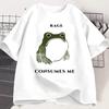 WOMEN T Shirts Funny Rage Consumes Me Frog Graphic T Shirts Vintage Cotton Short Sleeve Printed Tshirt Unisexs Clothes Streetwear