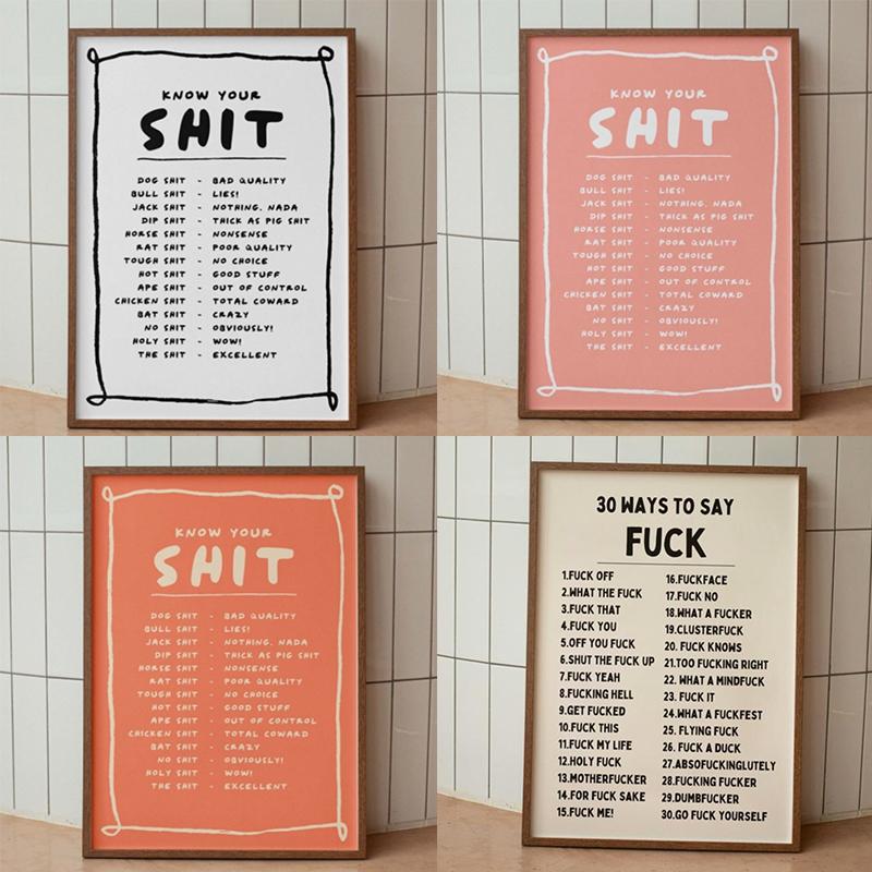 30 būdų pasakyti Fvck Spausdintas plakatas Juodas ir kreminės spalvos Sienų meno spaudiniai Tapyba Miegamojo Namų Svetainės Dekoravimas