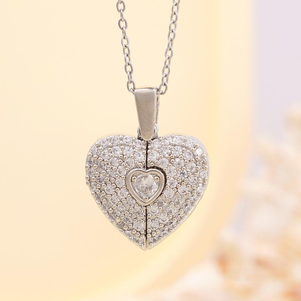 1pc Heart Angel Wings Openable Pendant Necklace Fashionable Cute Party Jewelry Valentine's Day Gift for Women Girls Mum