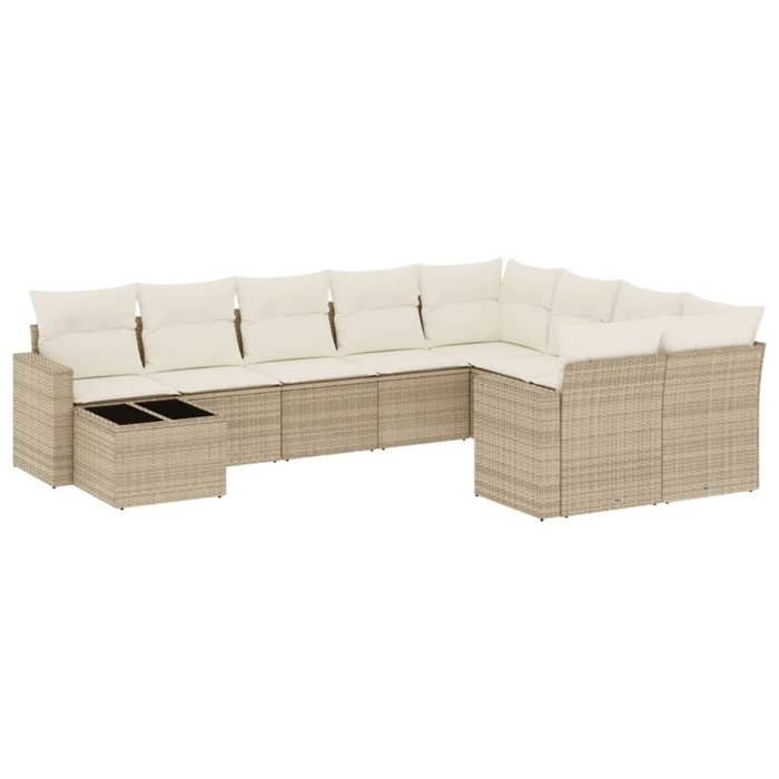 VidaXL Garden Lounge Set with Cushions 10 Pcs, Patio Sofas, Patio Furniture Set, Outdoor Furniture, Beige 3219448