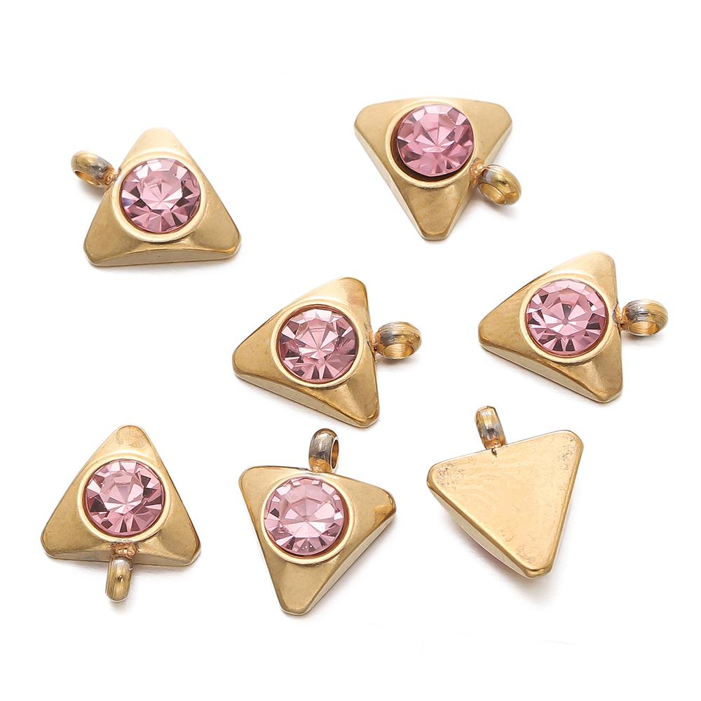 10Pcs/Pack Stainless Steel Gold Color Flower Heart Triangle Pendants for DIY Bracelet Necklace Jewelry Making Accessories