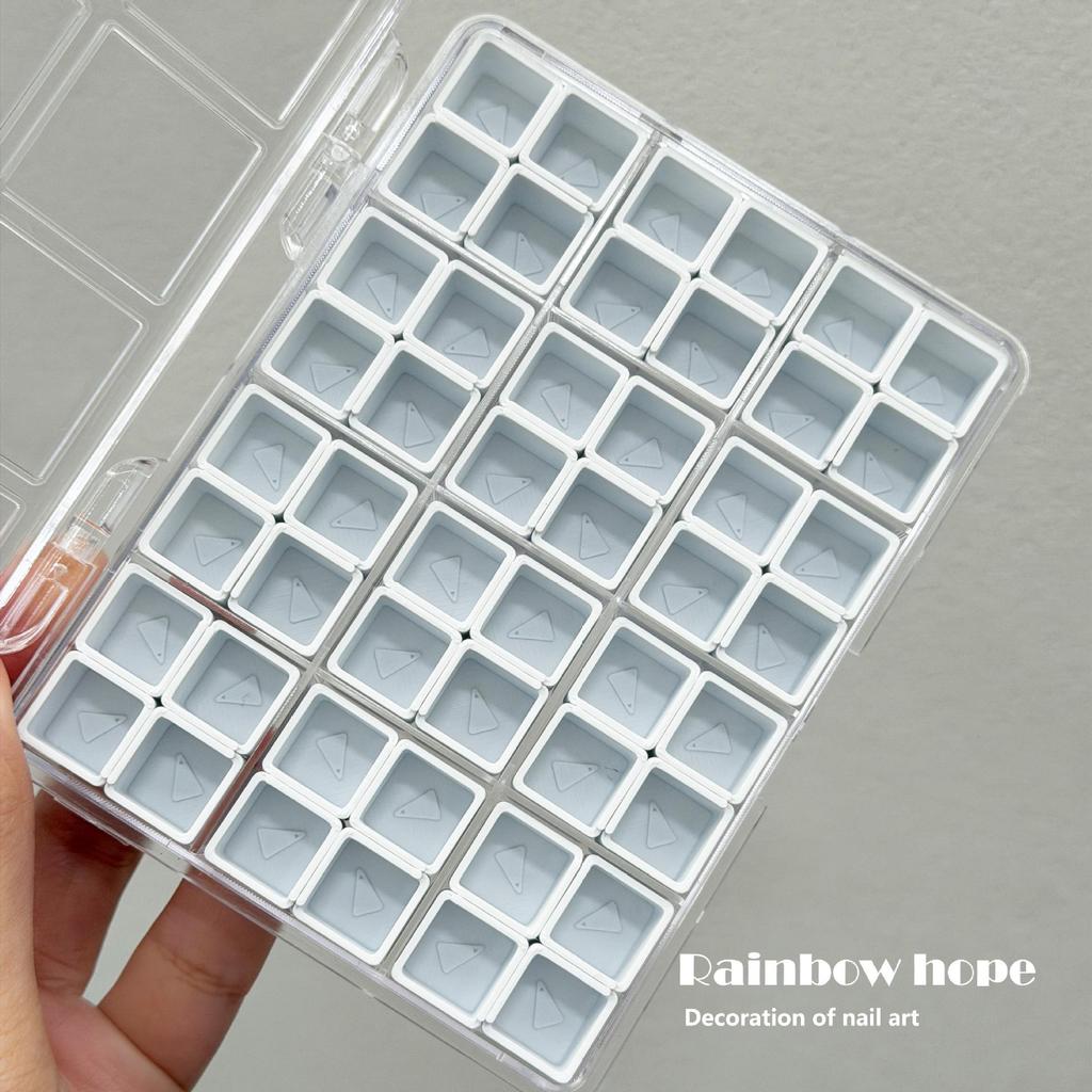 Macaron Pastel Non-Cross-Grid Small Nail Art Storage Box - Practical & Portable with Separate Compartments