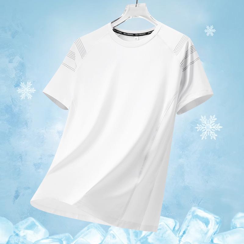 

L-8XL Ice Silk Quick-drying Short-sleeved Men s T-shirt Men s Loose Half-sleeved Shirt Sports Fitness Clothing Plus Fat Plus Size T-shirt For Men XL білий