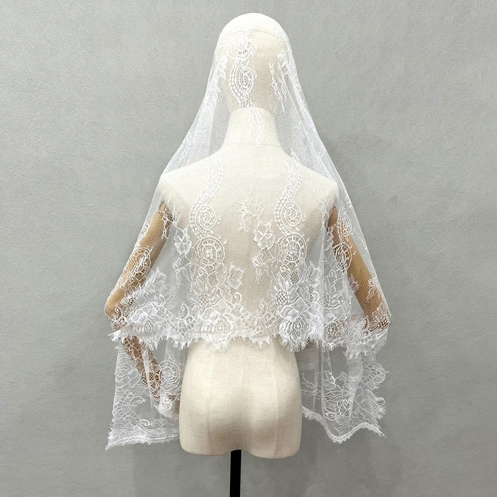 Gift Lace Trim Bridal Headscarf Vintage Flower Women Shawl Breathable Mandira Veil