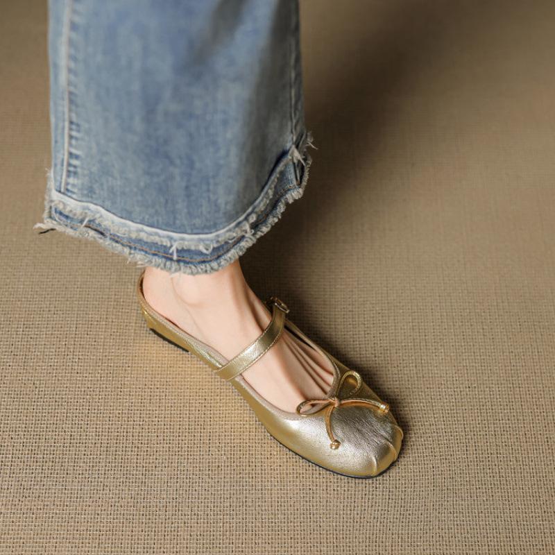 Französische Retro-Innenhöhenverstärkungstasche Kopf Halbschuhe Schleife quadratischer Kopf Schuhe Sommer Oberbekleidung mittlerer Absatz silber Damen Pedal