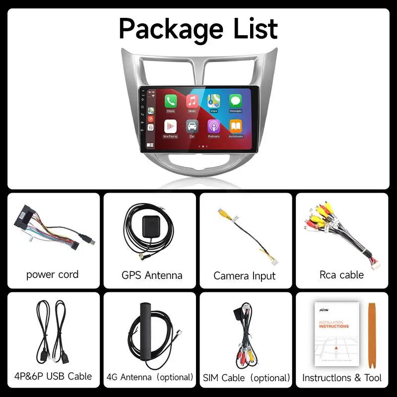 JIUYIN Android 13 Carplay Car Radio for Hyundai Solaris Verna Accent 1 2010 - 2016 Multimedia Player 2Din GPS DVD Head Unit