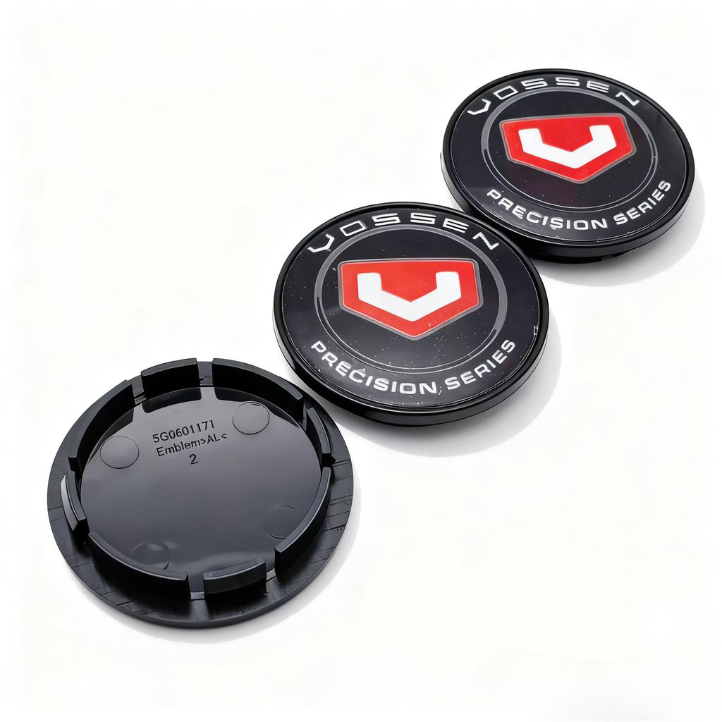 4 Stück VOSSEN Logo Emblem Auto Radnabendeckel 65MM Clips 56MM Räder Nabenkappe Vossen Abzeichen Felgennabendeckel Abdeckung Auto Zubehör