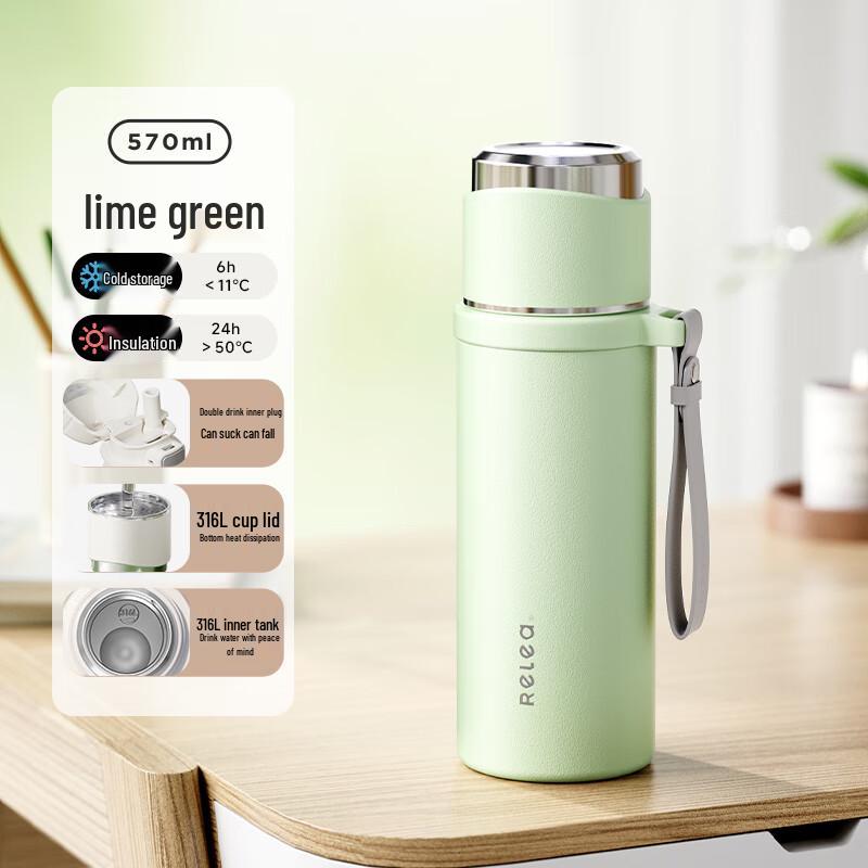 Wushengwu 316L Stainless Steel Double-Drink Portable Water Bottle