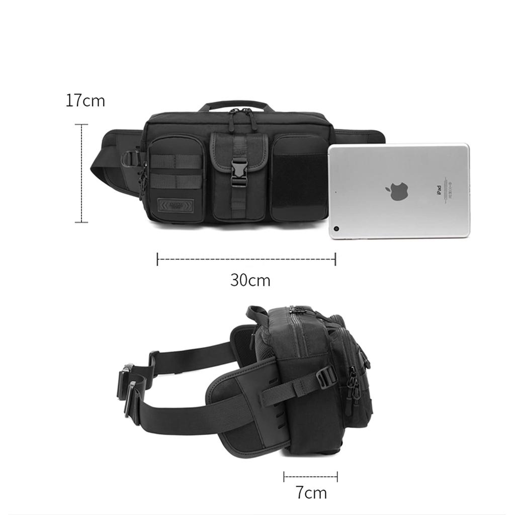 IDEASHOW Waist Multifunctional Waist Pouch with 11 Adjustable Front Pocket for Small Shoulder Hip for and More 2-Way Bag, Pockets, Belt, Partitions,