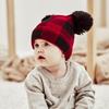 New spot autumn and winter hairball parent-child knitted hat, plaid mother baby Christmas warm hat