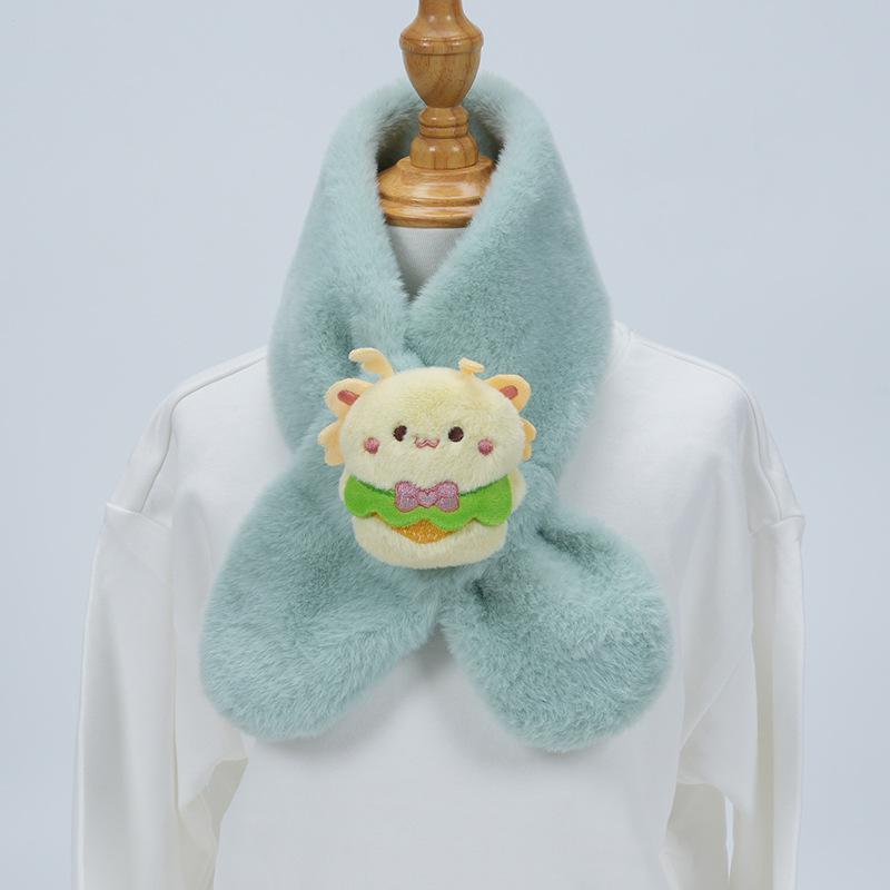 Cute Cartoon Panda Plush Scarf for Kids - Windproof & Thickened Winter Neck Warmer