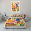 3Pcs Woodland Friends Cartoon Animal Duvet Cover Set Bunny Fox Bear Garden Nursery Bedding Single Double King Queen Gift