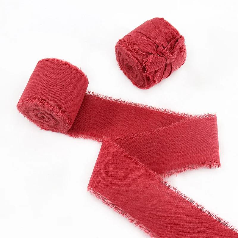 

Green Ribbon Frayed Edge Ins Cotton Wide 3.8cm Green DIY Gift Box Packaging Wedding Flower Bouquet Wrap Frayed Edge 5 Yards