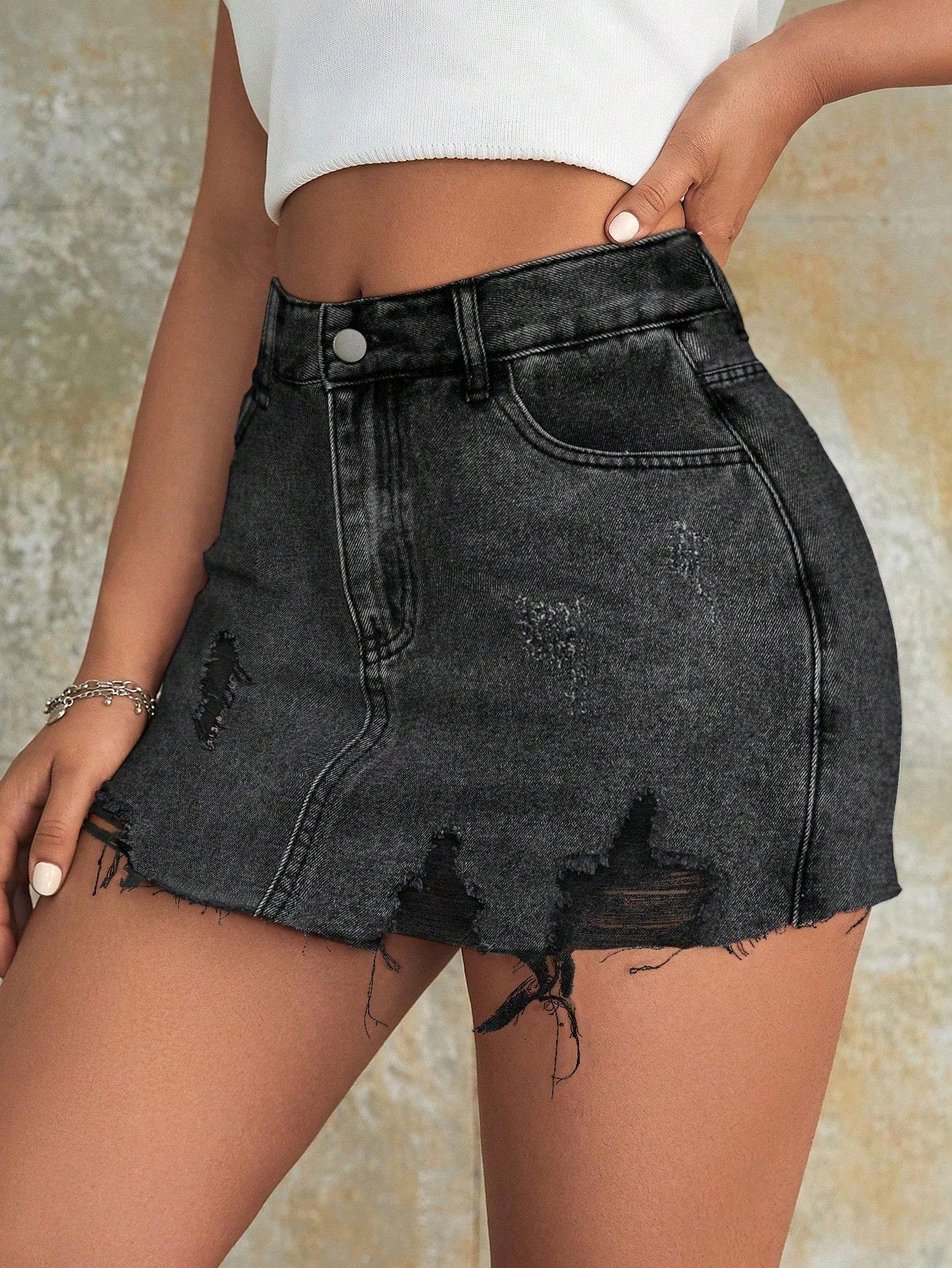 Rose Beauty A Rave Y2K 90s Vintage Floral Print Distressed Ripped Raw Hem Slant Pocket — фото 14