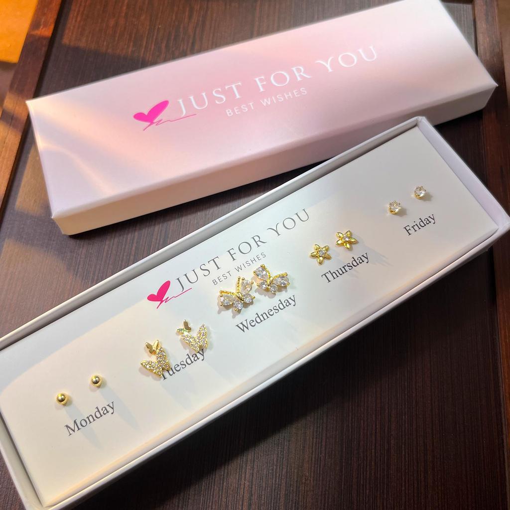 2025 Simple Bow, Star, Moon & Butterfly Stud Earrings Set with Gift Box