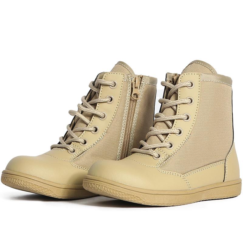 Fashion Children Tactical Military Boots Kid Sneakers Outdoor Hiking Climbing Shoes 27-40 Size Ultra Light Leather Canvas Training Boots