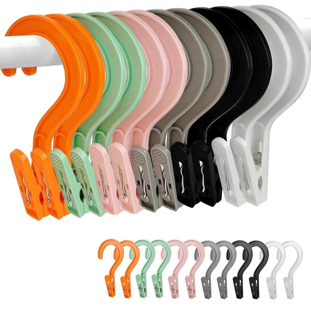12PCS Hook Design Clothes Clips for Laundry Travel Multi Functional Portable Clothes Pegs Home Organization Bathroom Accessories