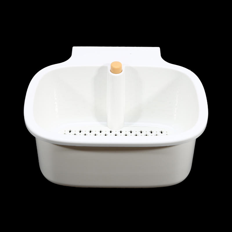 

Kitchen Drain Basket Square Shape Sink Hanging Filter Adjustable Automatic Dumping Basket Sponge Brush Fruit Vegetable Rack білий