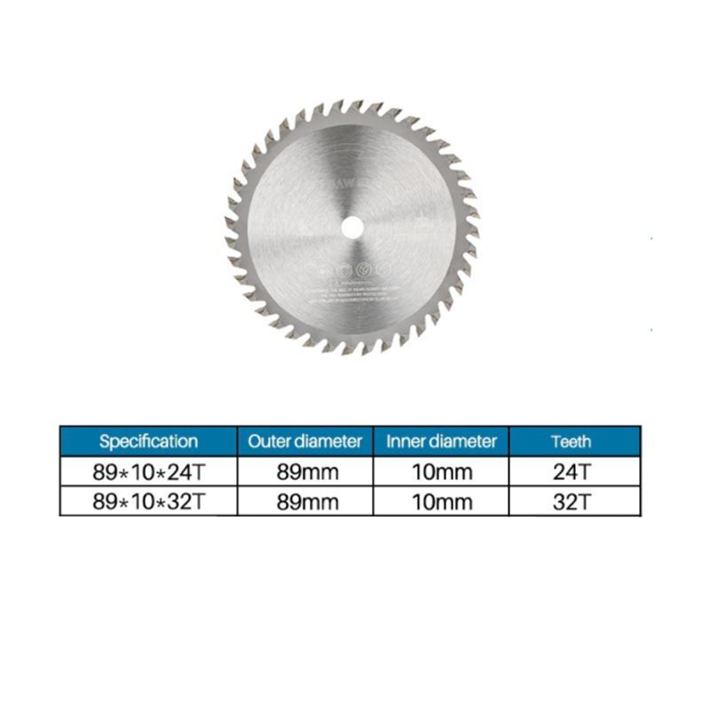 1pcs circular saw blade 89mm aperture 10mm 24T/32T for angle grinder TCT saw disc Hard alloy inclined wood cutting disc