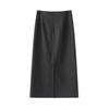 Autumn 2025 Elegant Brown PU Leather Slit Skirt for Women