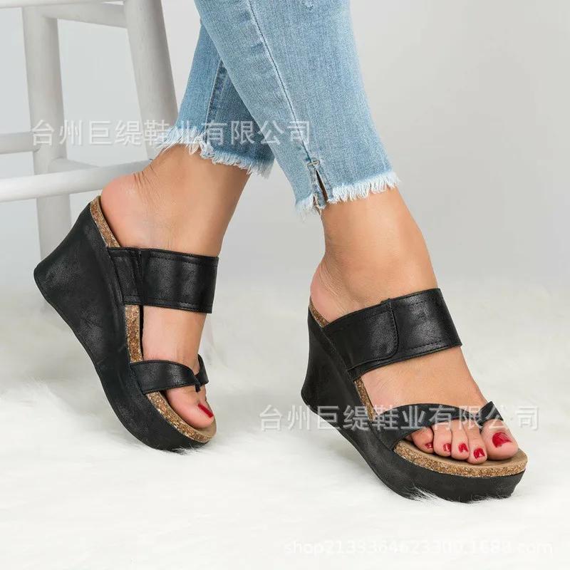 Damen Sandalen Neue Keilschuhe Damen Sommer Sandalen Keilabsätze Flip Flops Femme Übergröße High Heels Sandalen
