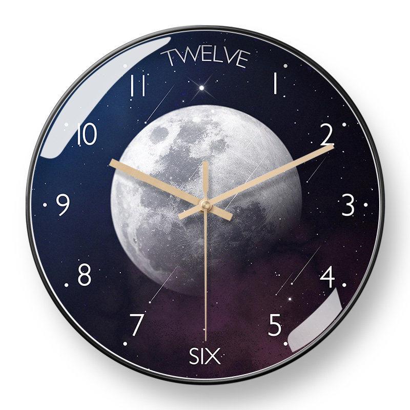 Moonstone Quartz Wall Clock - Silent, Artistic Design with Automatic Time Sync for Living Room